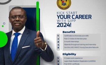 Call for Applications: Lagos State Graduate Internship Placement Programme (GIPP) 2024